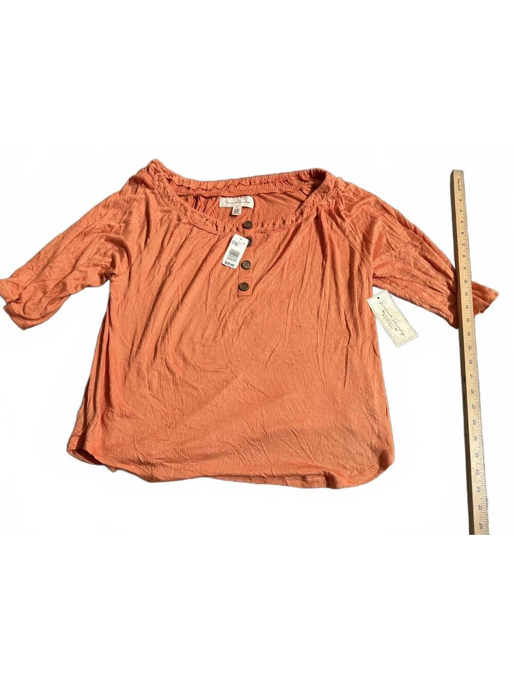 French Laundry Missy Solid Top in Rust Orange, Size Large